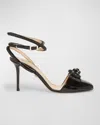 Mach&mach Double Bow Strass Ankle-strap Pumps In Black