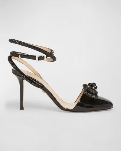 MACH&MACH DOUBLE BOW STRASS ANKLE-STRAP PUMPS