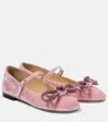 Mach&mach Double Bow Velvet Ballet Flats In Pink