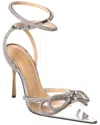Mach&mach Double Bow Leather & Vinyl Pump In Silver
