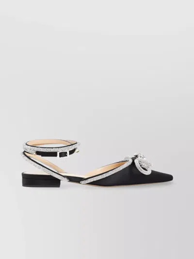 MACH&MACH DOUBLE CRYSTAL BOW POINTED BALLERINAS