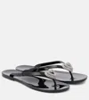 Mach&mach Mach & Mach Black Rubber Double Heart Thong Flip Flops In Black