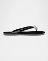 Mach&mach Mach & Mach Black Rubber Double Heart Thong Flip Flops In Black