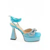 Mach&mach Double Bow Crystal Platform Sandal In Blue