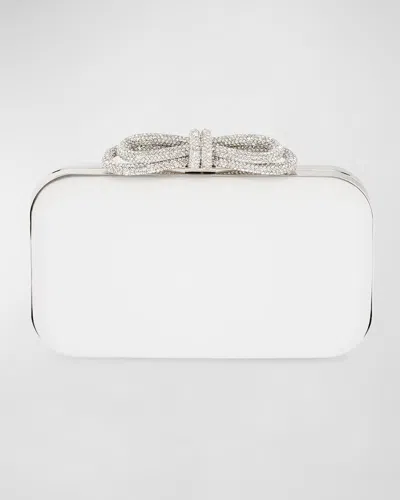 Mach&mach Embellished Bow Leather Clutch Bag In White