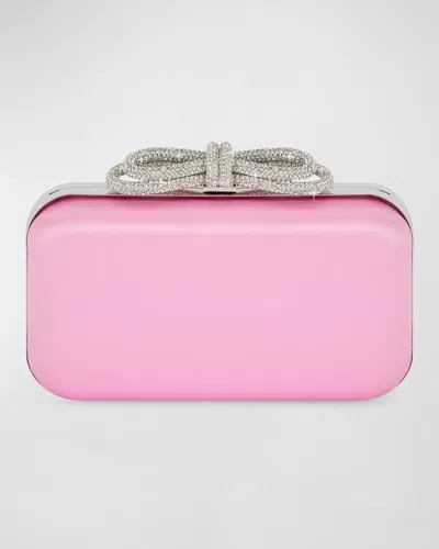 Mach&mach Embellished Bow Satin Clutch Bag In Pink