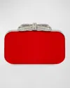 Mach&mach Embellished Bow Satin Clutch Bag In Red