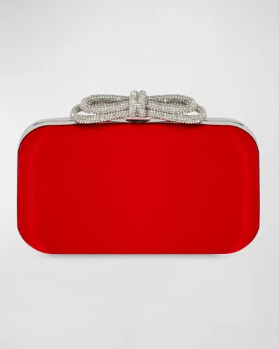 Mach&mach Embellished Bow Satin Clutch Bag In Red