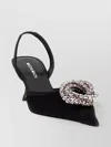 Mach&mach Embellished Kitten Heel Slingback In Black