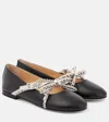 Mach&mach Embellished Leather Ballet Flats In Black