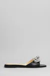 Mach&mach 10mm Double Bow Satin Slide Sandals In Black