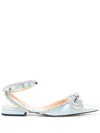 Mach&mach Double Bow Satin Flat Pumps In Multicolor