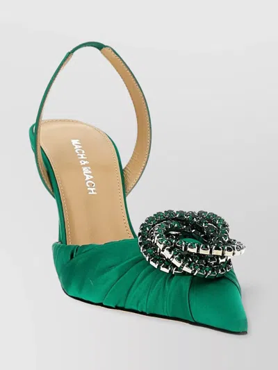Mach&mach 'galactic' Ruched Slingback With Embellished Detail In Brown
