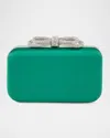 Mach&mach Galaxy Bow Embellished Satin Clutch Bag In Emerald