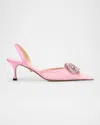 Mach&mach Galaxy Mesh Crystal Slingback Pumps In Pink