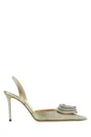 Mach&mach Triple Heart Glitter Pointed Toe Slingback Pump In Golden