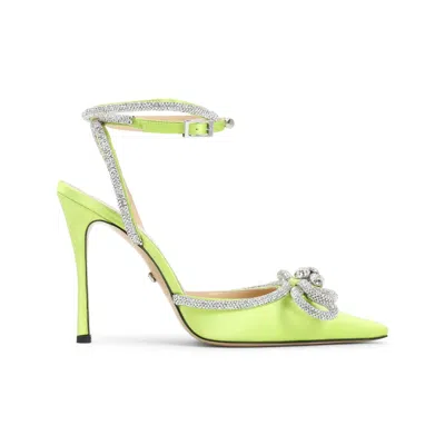 Mach&mach Green Double Bow Silk Pumps