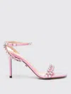 Mach&mach Audrey 95 Crystal Heart Satin Sandals In Pink