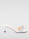 Mach&mach Bow-detail Metallic Mules In Silver