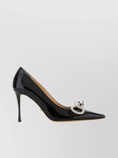 Mach & Mach Jewel Embellished Leather Bow Pumps In Black