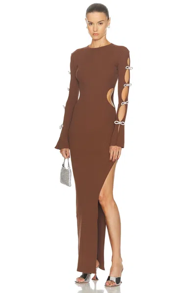 Mach & Mach Cut-out Maxi Dress In Brown