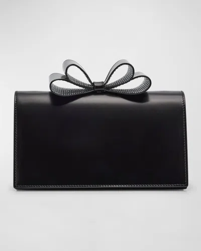 Mach&mach La Cadeau Small Bow Leather Clutch Bag In Black