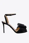 Mach&mach Mach E Mach Satin Le Cadeau Sandals With Double Bow In Black