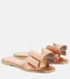 Mach&mach Le Cadeau Double Bow Satin Slides In Neutrals