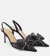 Mach&mach Le Cadeau Embellished Mesh Slingback Pumps In Black