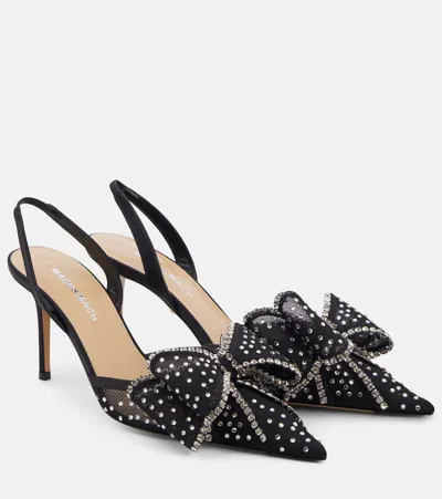 Mach&mach Le Cadeau Embellished Mesh Slingback Pumps In Black