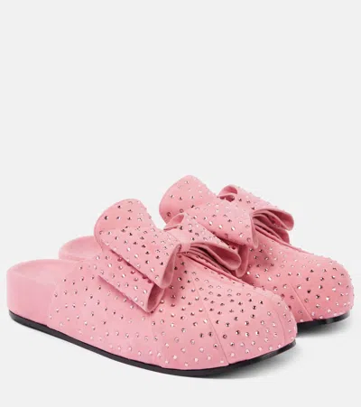 Mach&mach Le Cadeau Embellished Suede Clogs In Pink
