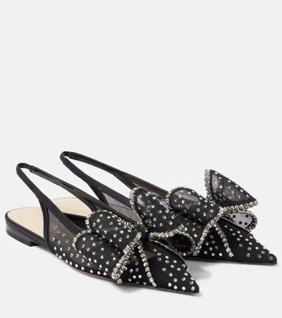 Mach&mach Le Cadeau Mesh Slingback Flats In Black