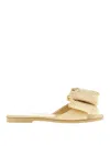 Mach&mach Cadeau Raffia Bow Flat Slide Sandals In Beige