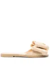 Mach&mach Cadeau Raffia Bow Flats In 中性色