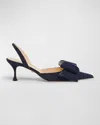 Mach&mach Le Cadeau Crystal Bow Slingback Pumps In Navy Blue