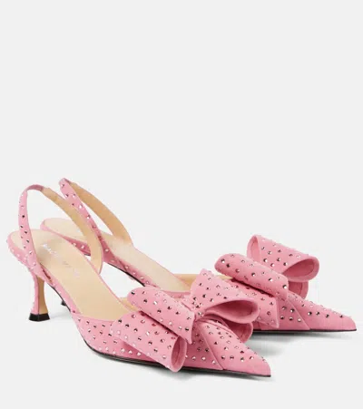 Mach & Mach Le Cadeau Suede Slingback Pumps In Pink