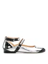 Mach&mach Mach & Mach Leather Bicolor Ballets In Silver
