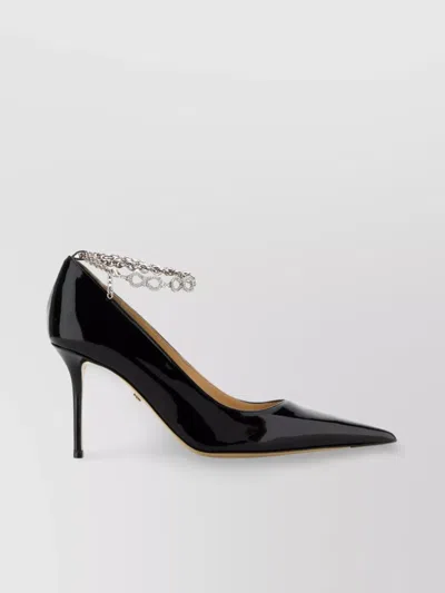 MACH&MACH LEATHER BOW CHAIN STILETTO HEEL PUMPS
