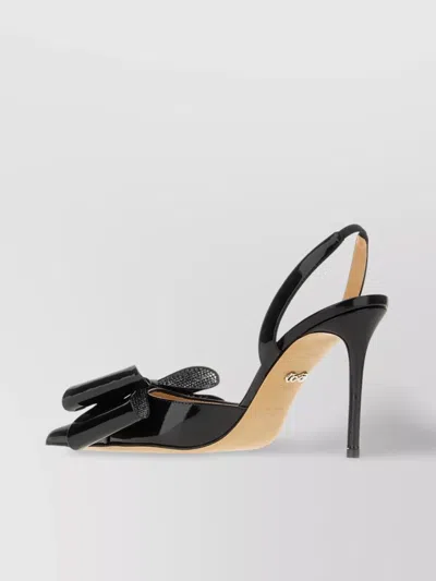 MACH&MACH LEATHER BOW PUMPS RHINESTONES