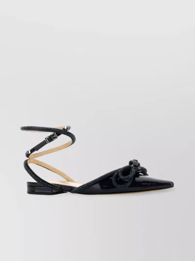 Mach&mach Leather Double Bow Ballerinas With Embellished Detail