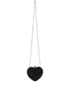 Mach&mach Small Heart Clutch Rhinestone Chain In Black
