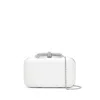 Mach&mach White Double Bow Satin Clutch In White