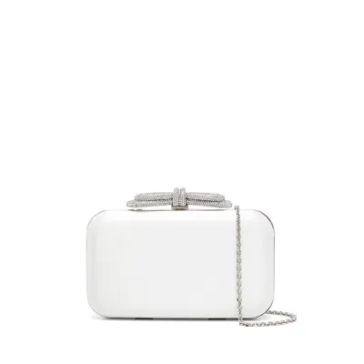 Mach&mach White Double Bow Satin Clutch