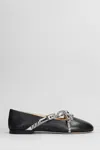 Mach&mach Mach & Mach Crystal Studs Leather Ballets In Black