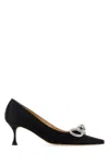 Mach&mach Rhinestone Bow Pointed Satin Pumps