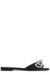 Mach&mach 10mm Double Bow Satin Slide Sandals In Black