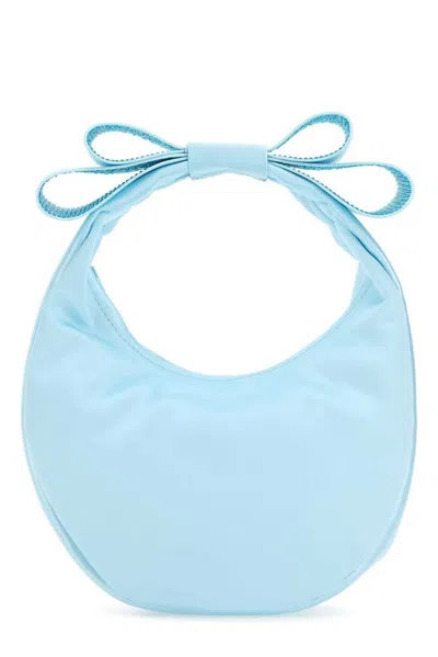 Mach & Mach Delicate Bow Satin Handbag In Blue