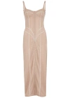 Mach&mach Beige Crystal Maxi Dress In Beige