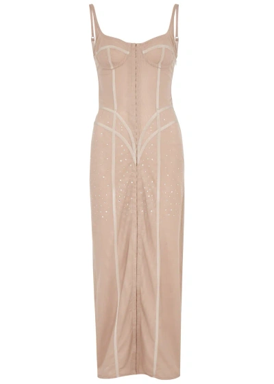 Mach&mach Beige Crystal Maxi Dress