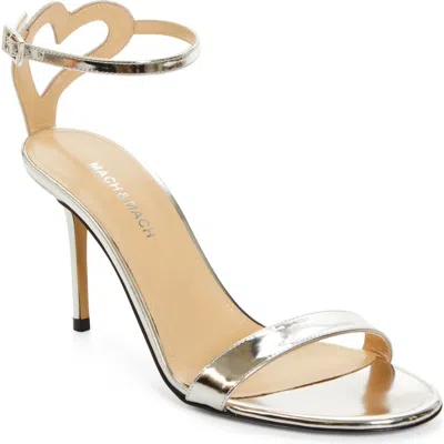 Mach&mach Mach & Mach Crystal Heart Ankle Strap Sandal In Silver